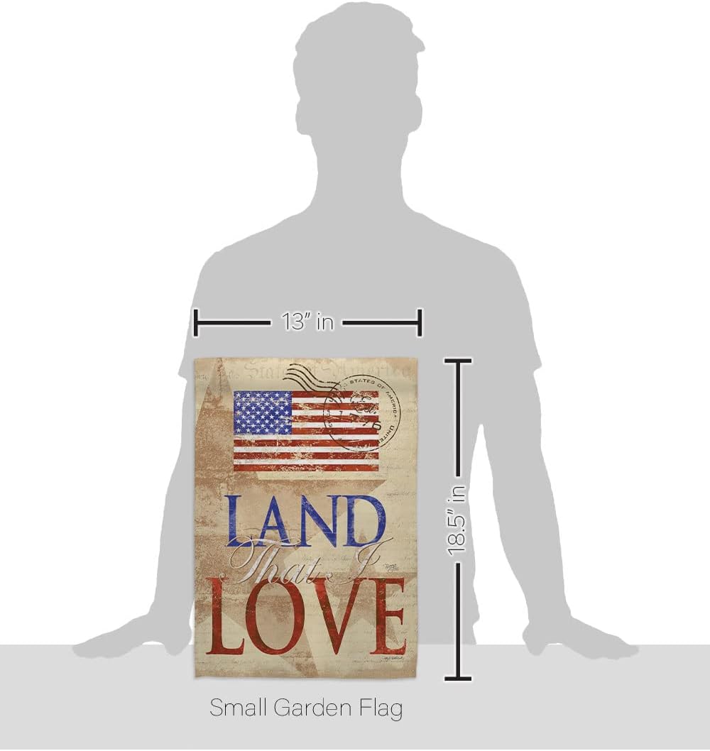 Breeze Decor Land That I Love Garden Flag Set with Stand Star and Stripes Patriotism Independence Memorial United State American House Banner Small Yard Gift Double-Sided, Made in USA