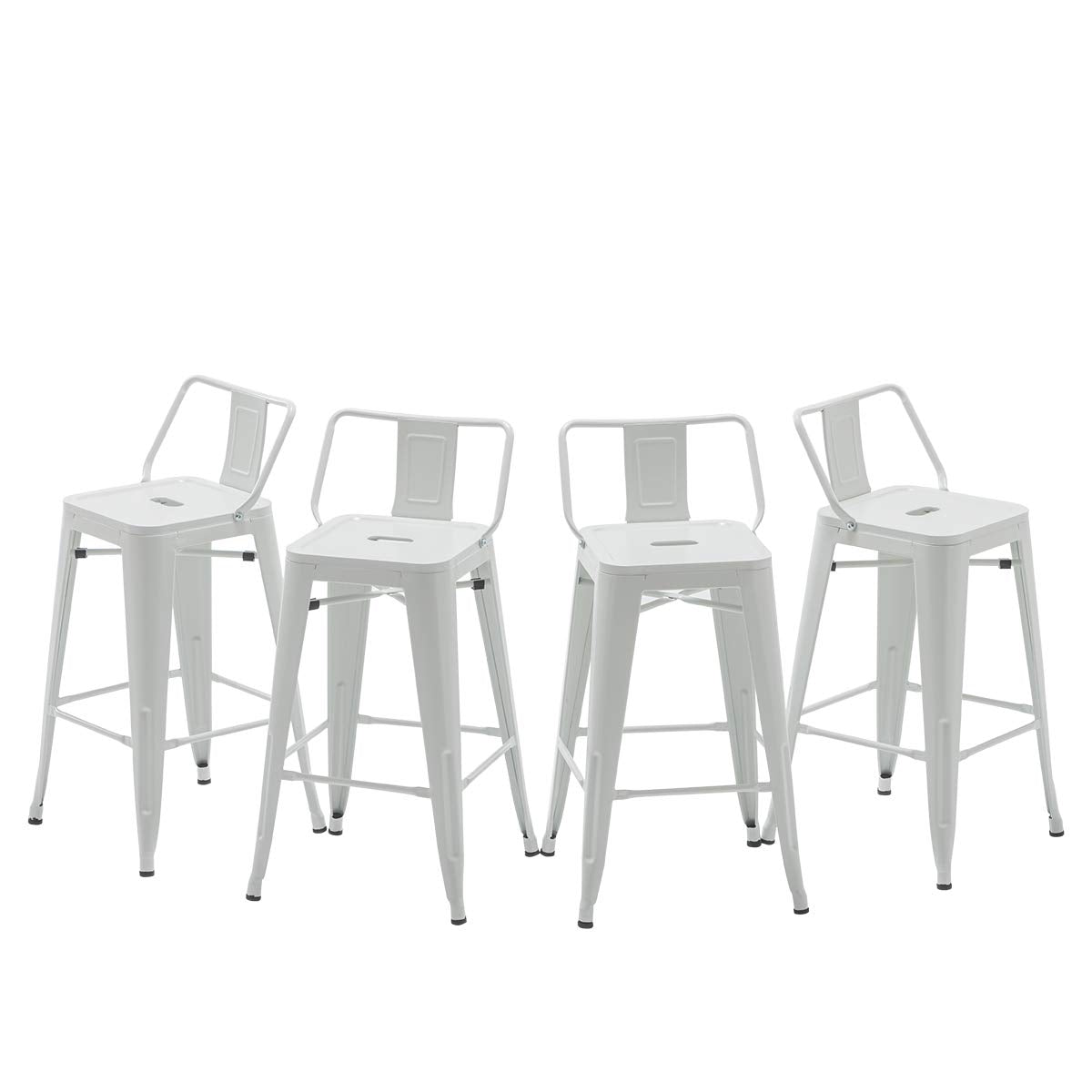HAOBO Home Metal Bar Stools Set of 2 Low Back Counter Height Barstools 24" Industrial Barstool Patio Stool Metal Kitchen Stools Bar Chairs for Indoor Outdoor