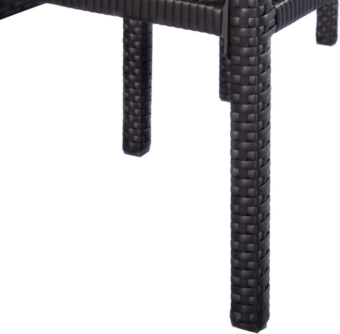 ReunionG Outdoor Bar Rattan Set 3-Piece Wicker Bar Stools & Table with 2 Storage Shelves for Lawn Pool Backyard Garden
