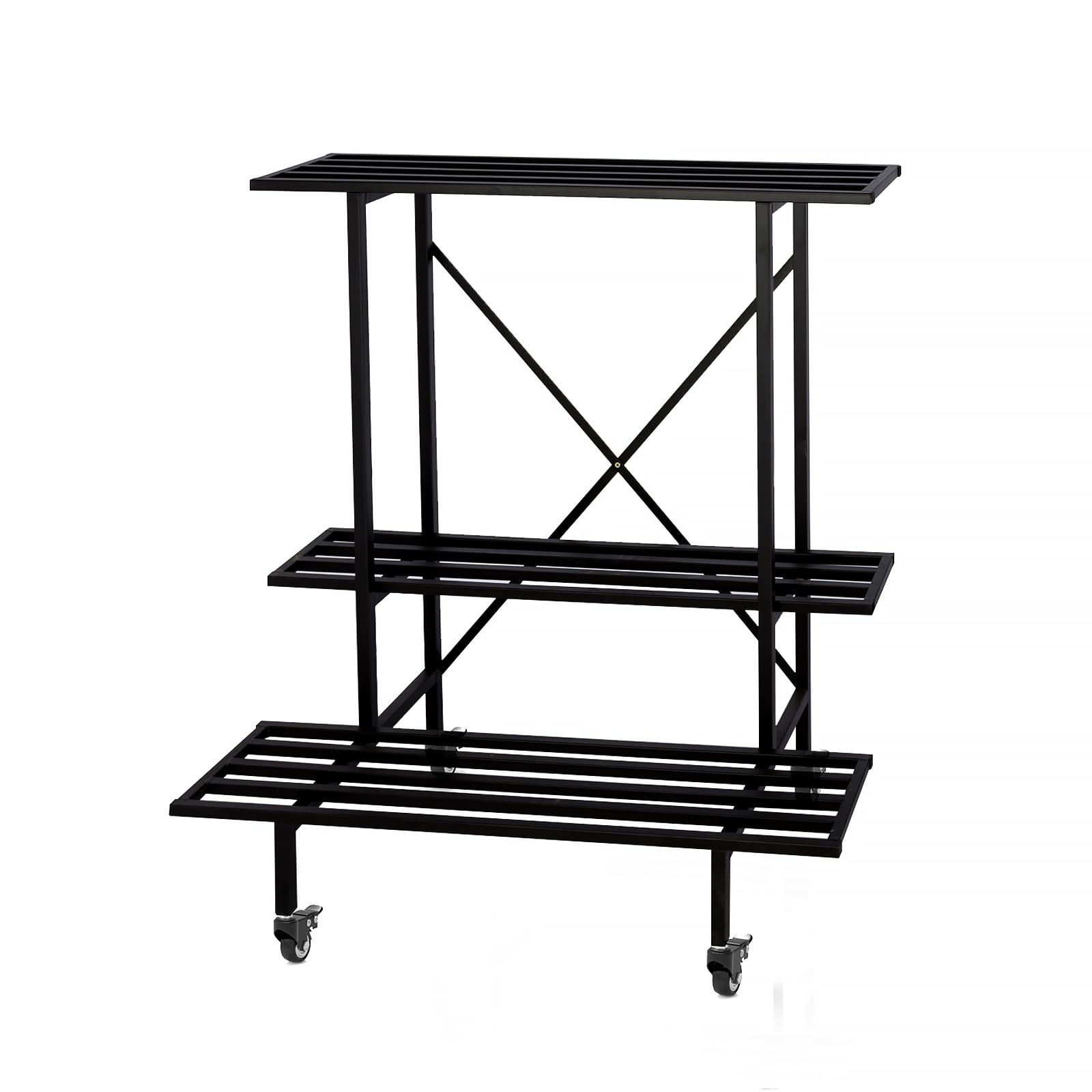 Zhongma 3 Tier Sturdy Plant Stand with Wheels, Heavy Duty Plant Holder for Home Indoor and Outdoor, L35.43 xW17.32 x H41.73 inch