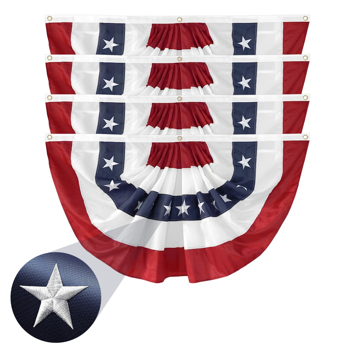 3 Pack Patriotic Red White Blue USA Bunting Banner for 4th of July & Memorial Day Outdoor Decor