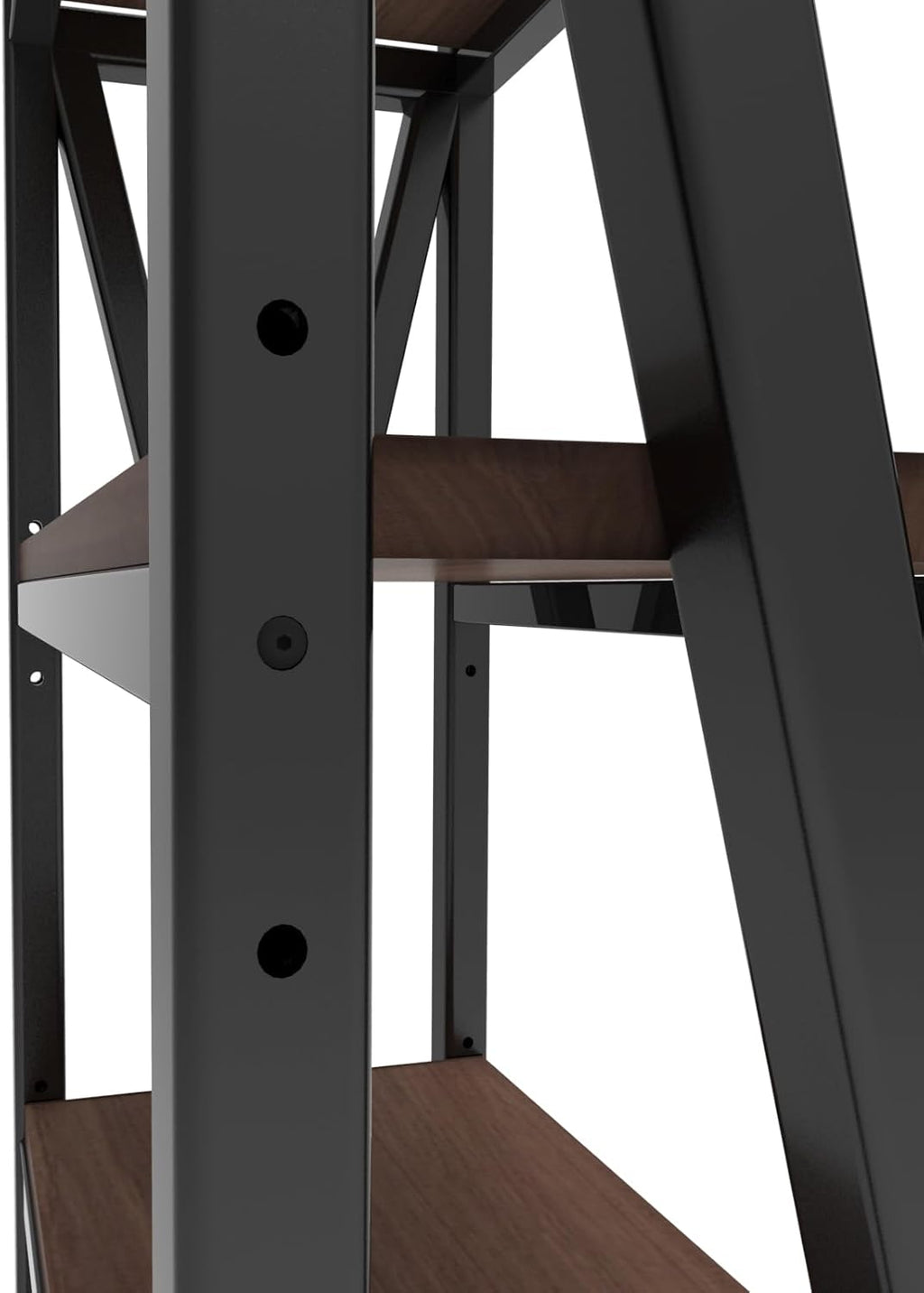 4 Tier Plant Rack, Metal Frame Wood Shelf, Black Industrial Wind, Universal Outdoor Indoor Use, Size 25.6 x 15.8 x 56.3 Inch, Weight Capacity 240 lbs