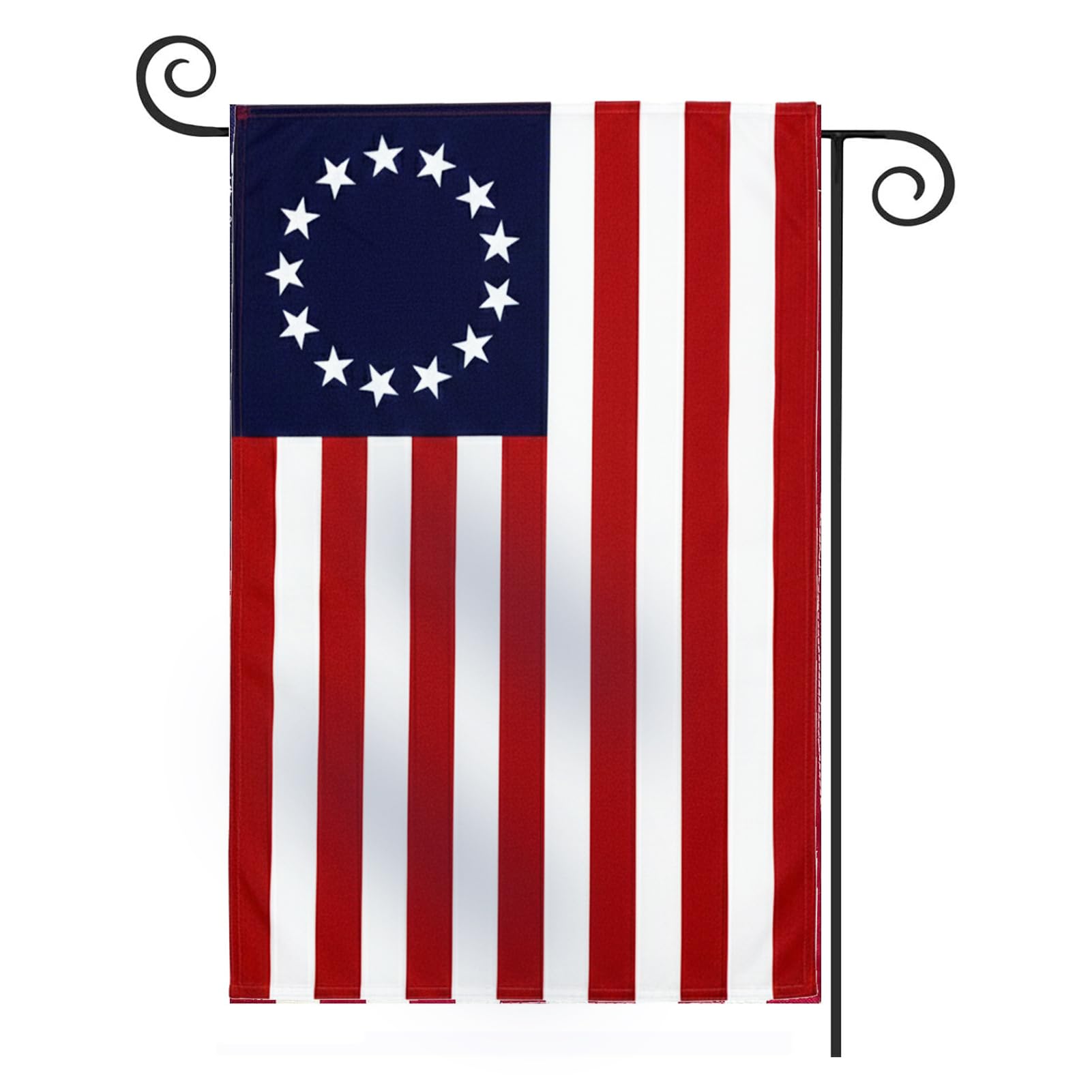 TOPFLAGS Garden Flag Stand with American Flag Garden Flag Metal Yard Flag Holder Pole Stake Small Flag Stands for Garden Flags 12 x 18 with Clips and Stopper 2 Pack