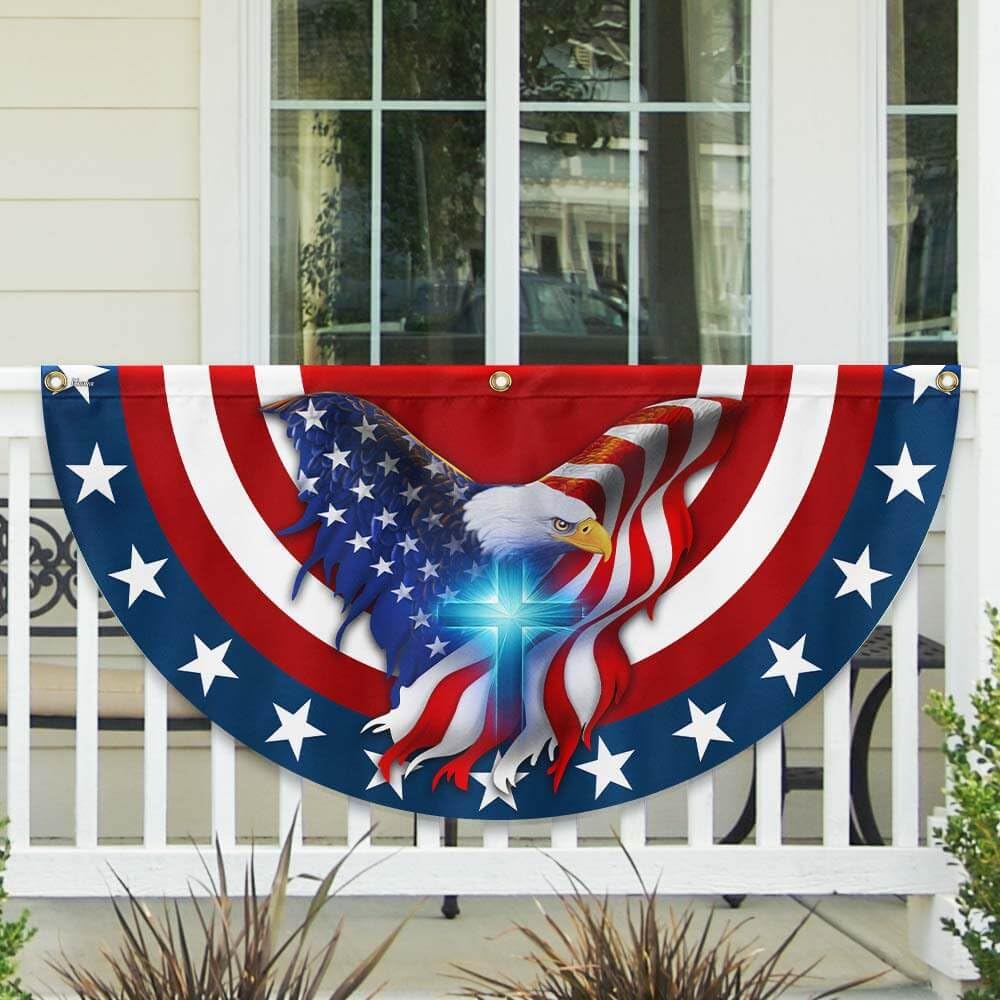 FLAGWIX American Flag Patriotic Eagle American Non-Pleated Fan Flag TQN2902FL, 1.5x3 ft, 1 Pack Suitable for Outdoor and Indoor