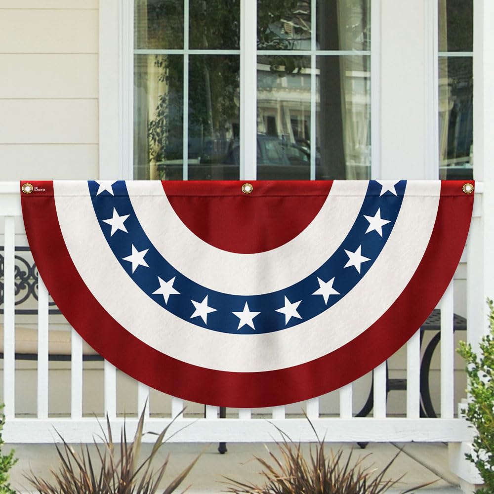 FLAGWIX American Flag Patriotic Eagle American Non-Pleated Fan Flag TQN2902FL, 1.5x3 ft, 1 Pack Suitable for Outdoor and Indoor