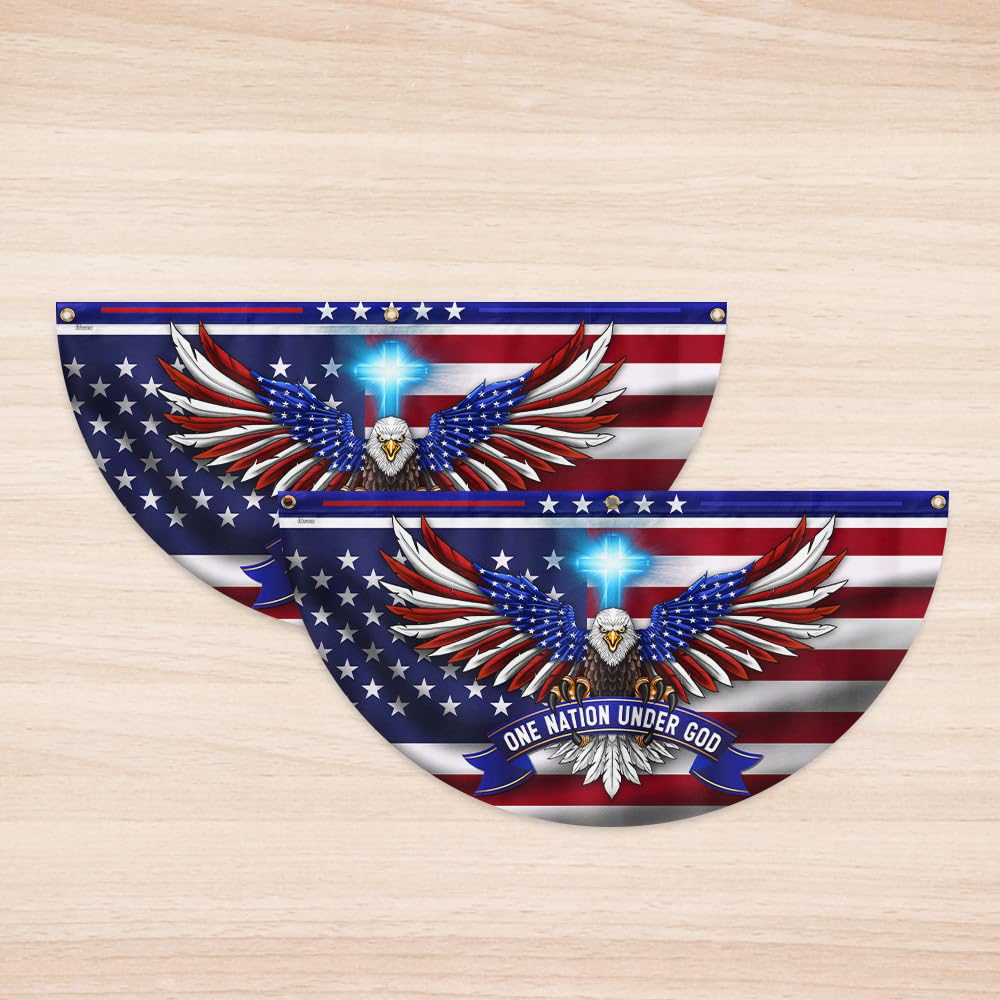 FLAGWIX American Flag Patriotic Eagle American Non-Pleated Fan Flag TQN2902FL, 1.5x3 ft, 1 Pack Suitable for Outdoor and Indoor