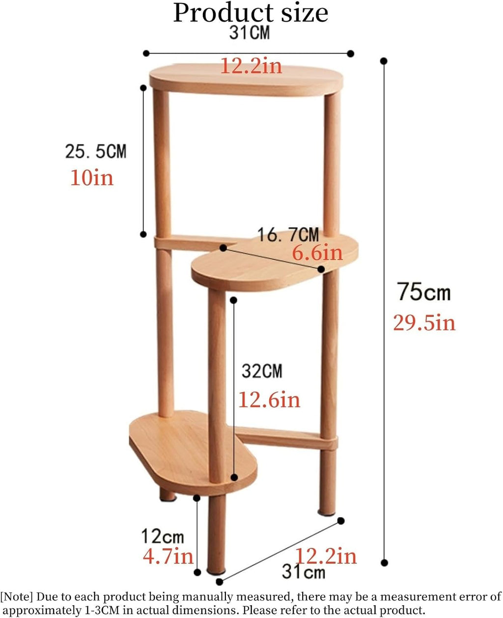 Plant Stand Indoor 3 Tiers Flower Pots Holder Solid Wood Plant Shelf Plants Display Rack Space Saving Multi Layer Flower Rack for Living Room Balcony,Ideal for Home