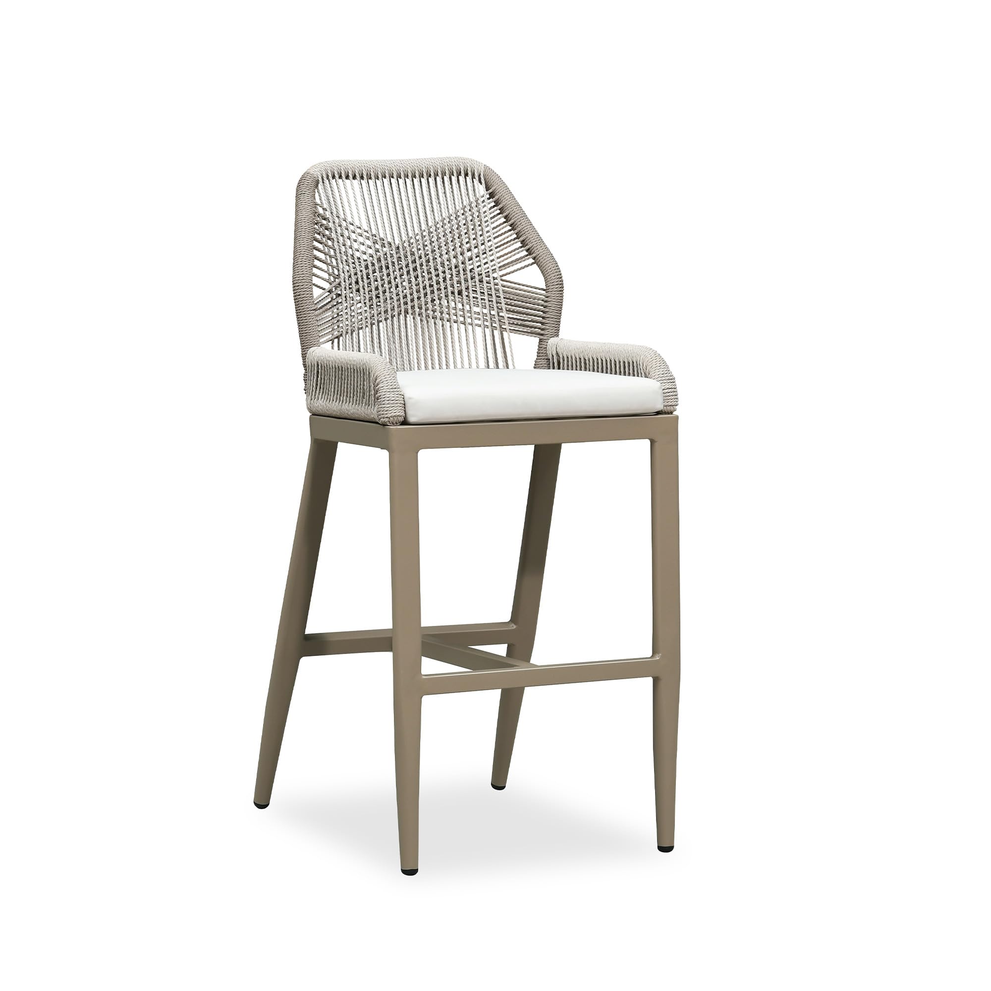 PURPLE LEAF Patio Counter Height Bar Stools 24" H Set of 2 Modern Rattan Bar Chairs Aluminum Stool Outdoor Wicker Barstools with Back and Cushion for Garden Kitchen Island