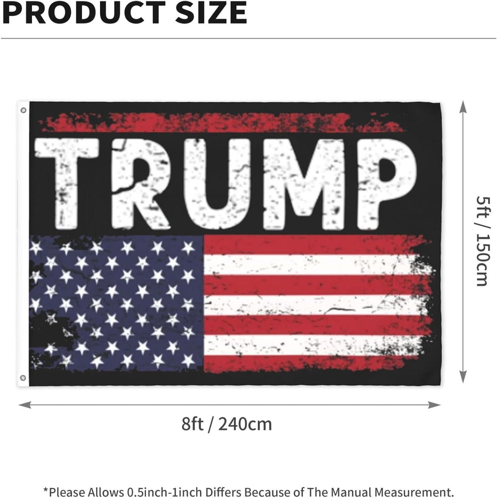Trump American Flag Design Flag Double Sided 5x8 Ft Heavy Duty Flag Outdoor Durable Decoration with Rust-Proof Metal Grommets