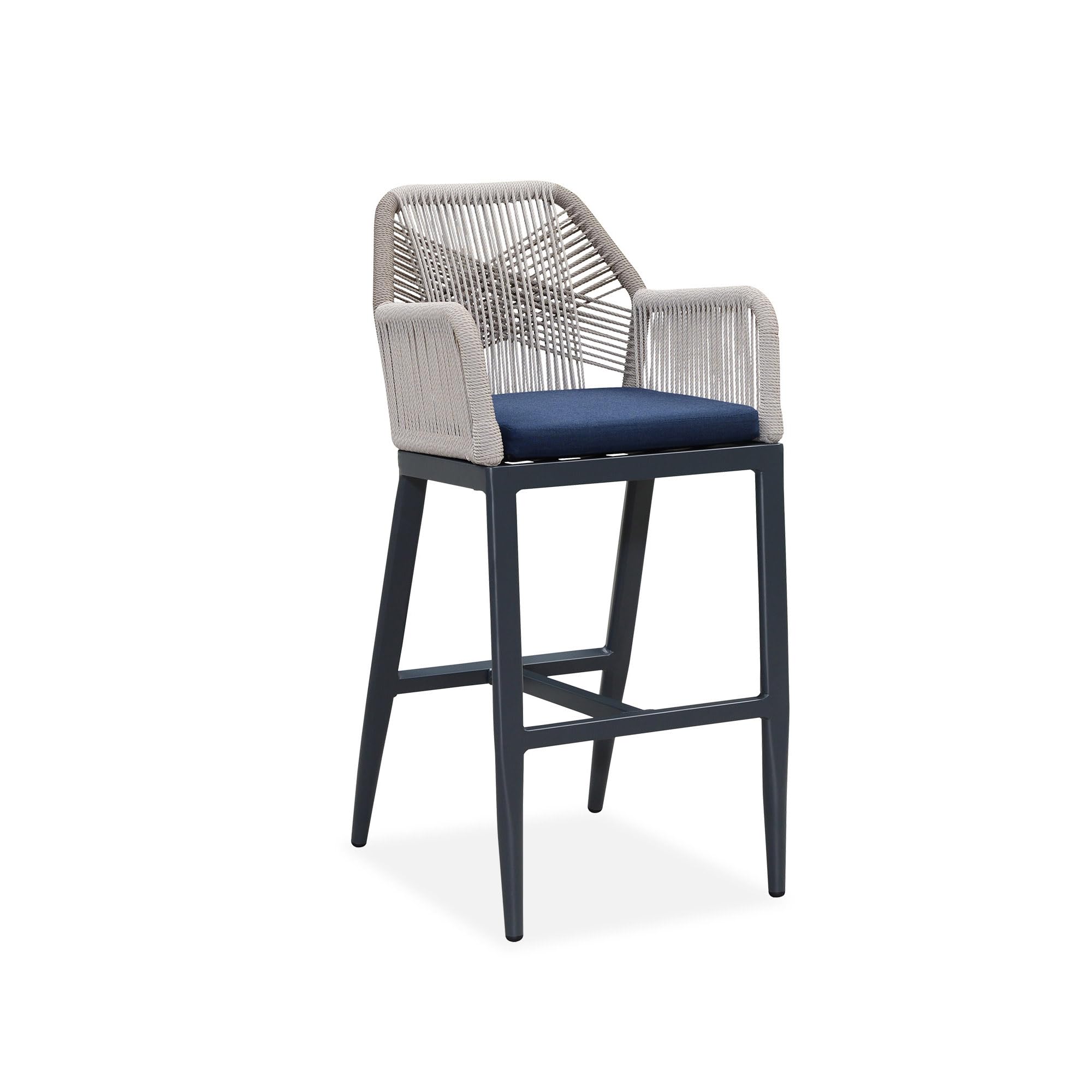 PURPLE LEAF Patio Sunbrella Counter Height Bar Stools 24" H Set of 2 Modern Rattan Bar Chairs Aluminum Stool Outdoor Wicker Barstools with Back and Cushion for Garden Kitchen Island