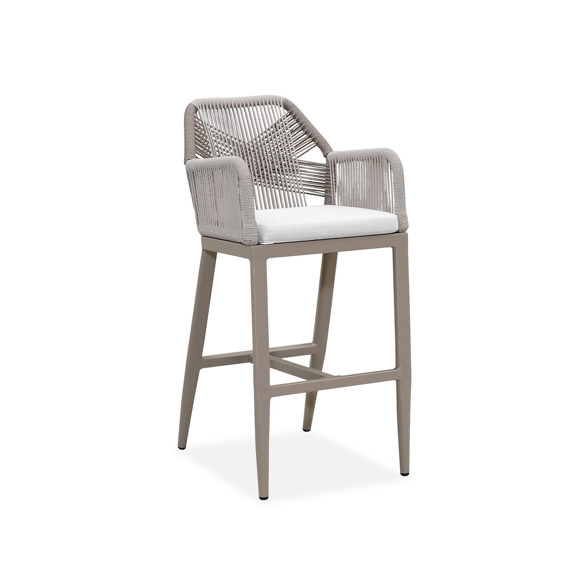 PURPLE LEAF Patio Sunbrella Counter Height Bar Stools 24" H Set of 2 Modern Rattan Bar Chairs Aluminum Stool Outdoor Wicker Barstools with Back and Cushion for Garden Kitchen Island