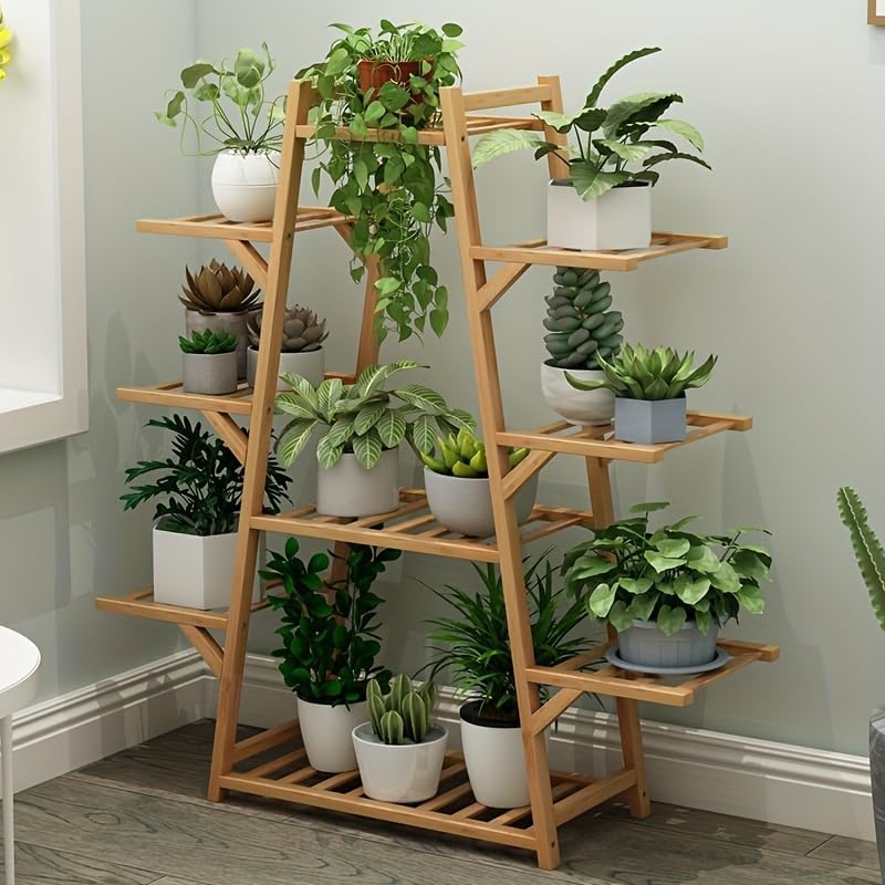 Redds Garage 1-Tier Multi-Layer Plant Stand – 9-Tier Indoor/Outdoor Metal Flower Rack for Balcony, Living Room, or Garden – Modern Vertical Planter Shelf for Succulents, Climbing Plants, and Storage