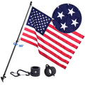 Quarut House Flag Pole Kit,Including 6Ft Stainless Steel Flag Pole,Heavy Duty Nylon 3x5 Ft American Flag,Aluminum Alloy Rings and Bracket.Wall Mounted Flagpole Set for Residential Commercial（Silvery）