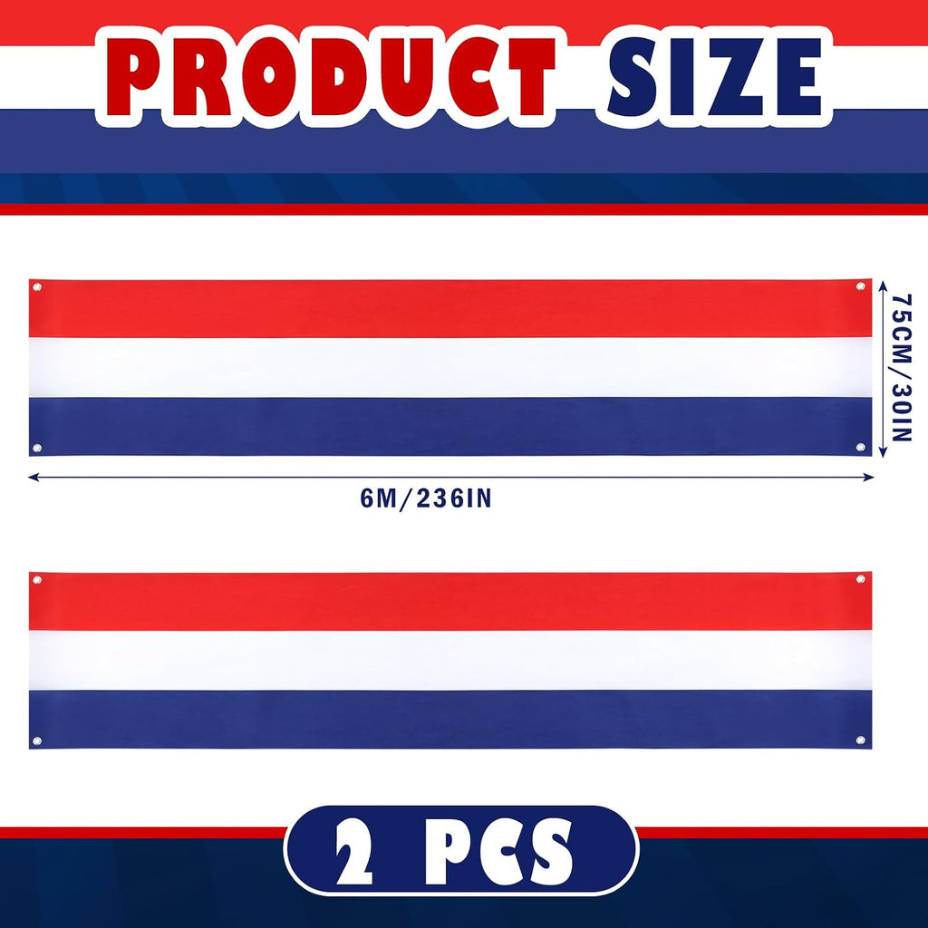 Tegeme 2 Pack 20 ft x 1.6 ft Lighted American Bunting Flag 4th of July Decor Red White Blue Patriotic Banner American Flag Lights for 250th Anniversary Independence Day Outside Yard Decor(Stripes)