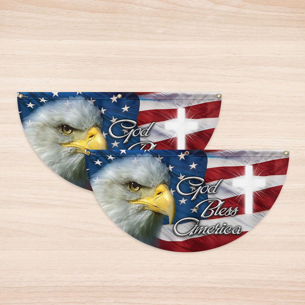 FLAGWIX American Flag Patriotic Eagle American Non-Pleated Fan Flag TQN2902FL, 1.5x3 ft, 1 Pack Suitable for Outdoor and Indoor