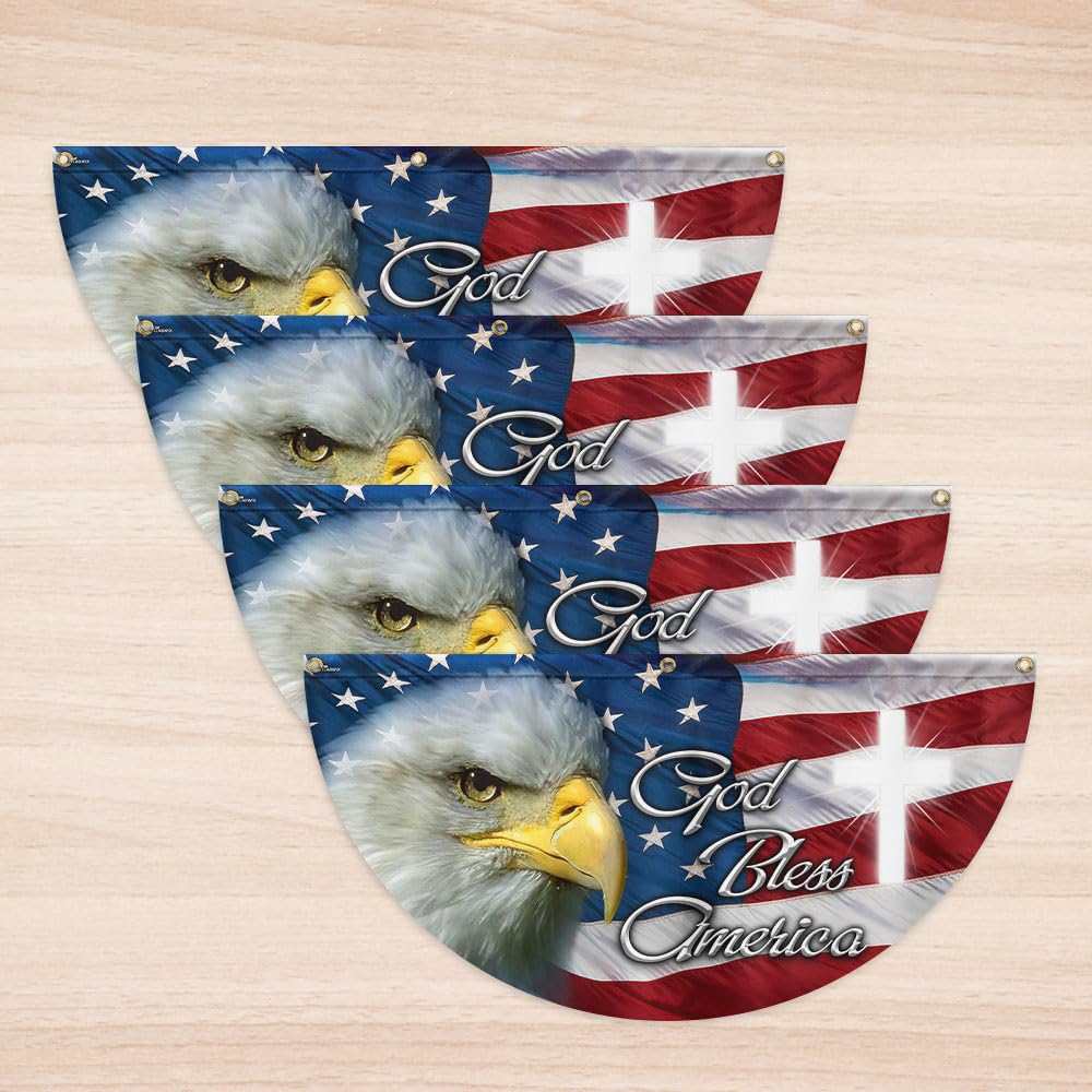 FLAGWIX American Flag Patriotic Eagle American Non-Pleated Fan Flag TQN2902FL, 1.5x3 ft, 1 Pack Suitable for Outdoor and Indoor