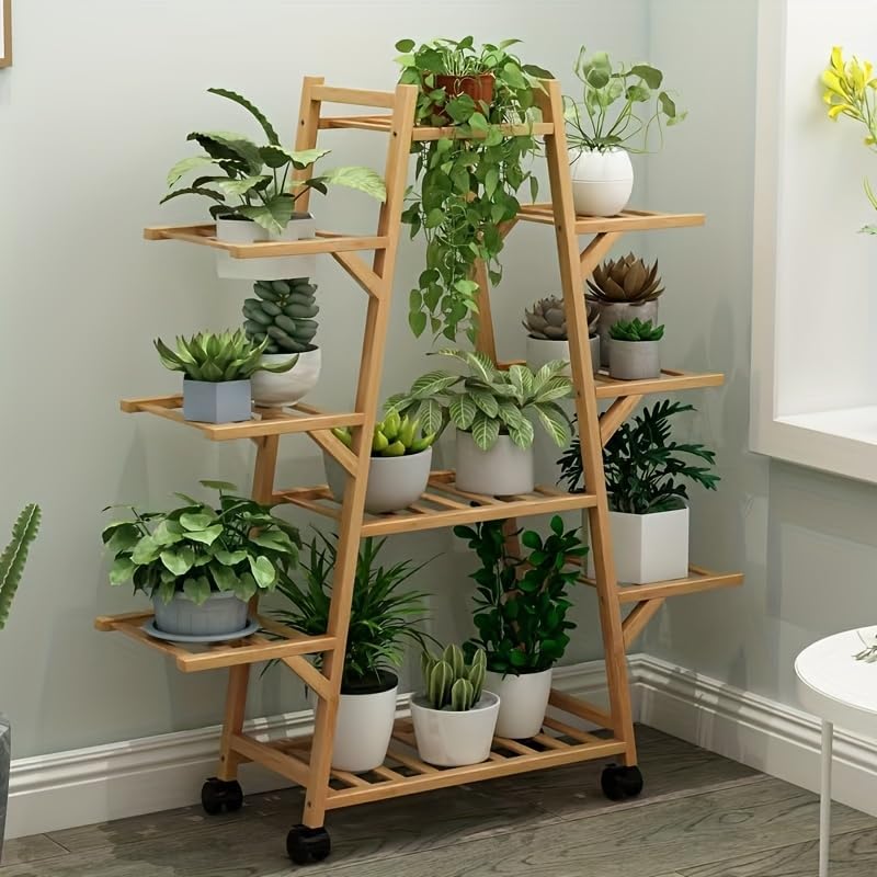 Redds Garage 1-Tier Multi-Layer Plant Stand – 9-Tier Indoor/Outdoor Metal Flower Rack for Balcony, Living Room, or Garden – Modern Vertical Planter Shelf for Succulents, Climbing Plants, and Storage