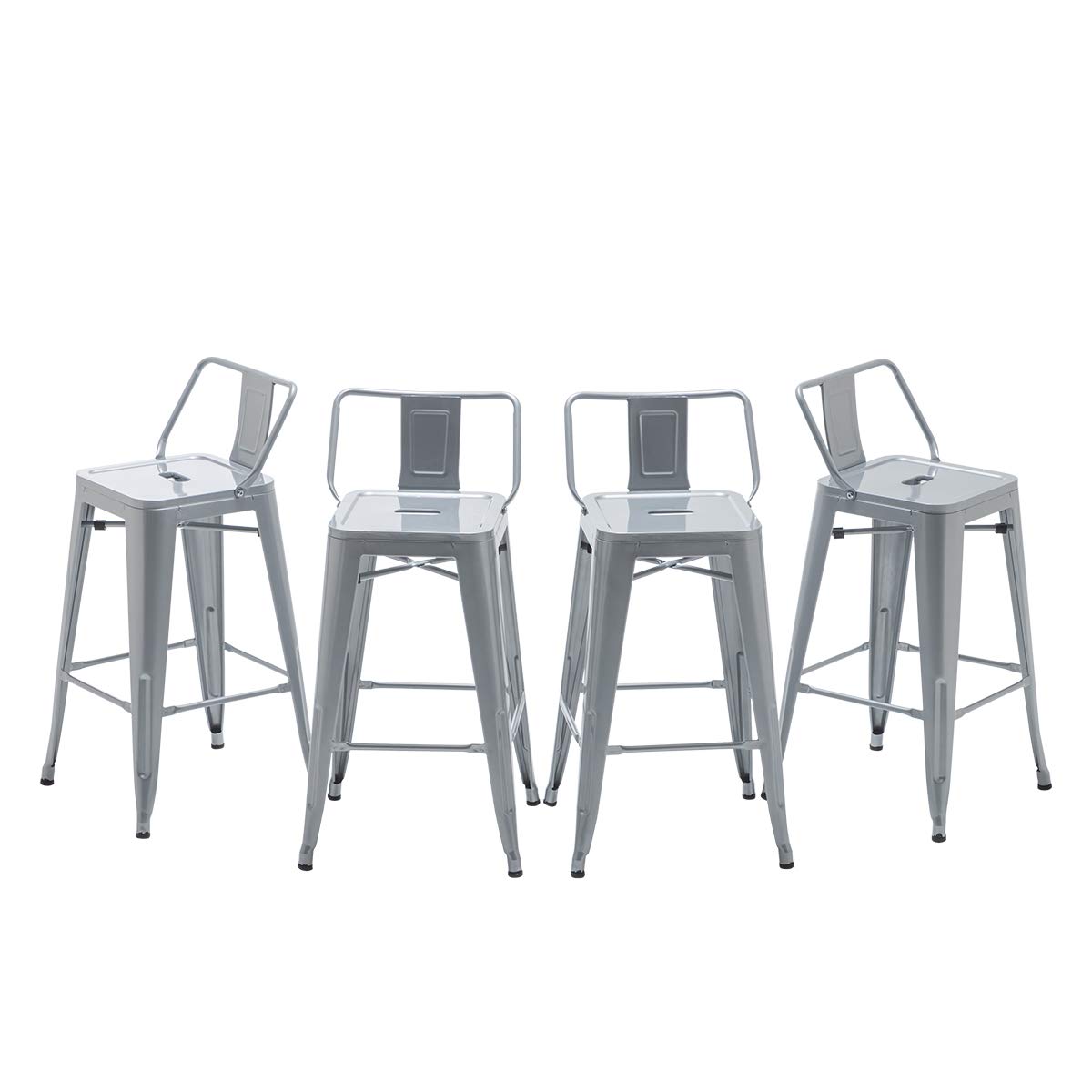 HAOBO Home Metal Bar Stools Set of 2 Low Back Counter Height Barstools 24" Industrial Barstool Patio Stool Metal Kitchen Stools Bar Chairs for Indoor Outdoor