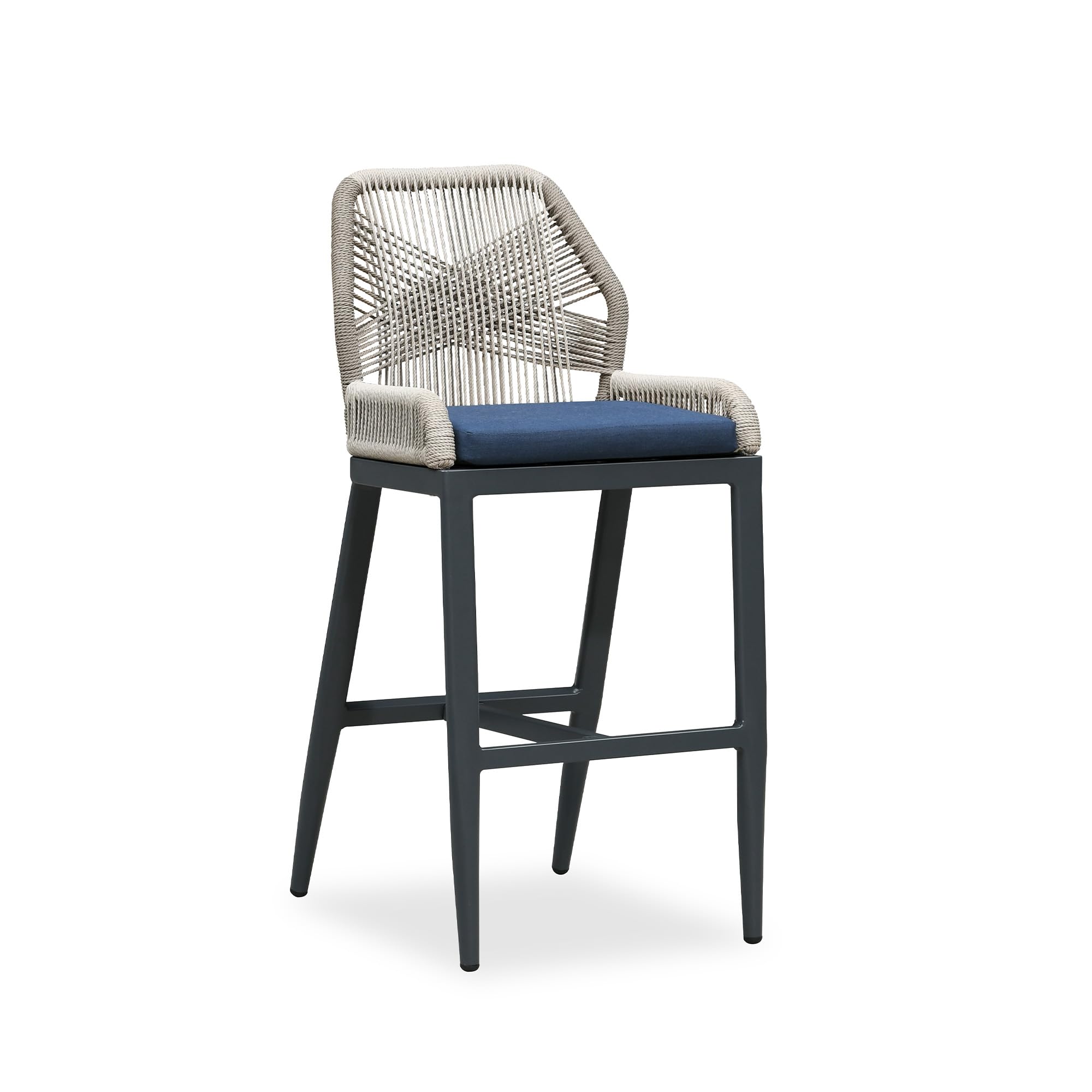 PURPLE LEAF Patio Counter Height Bar Stools 24" H Set of 2 Modern Rattan Bar Chairs Aluminum Stool Outdoor Wicker Barstools with Back and Cushion for Garden Kitchen Island