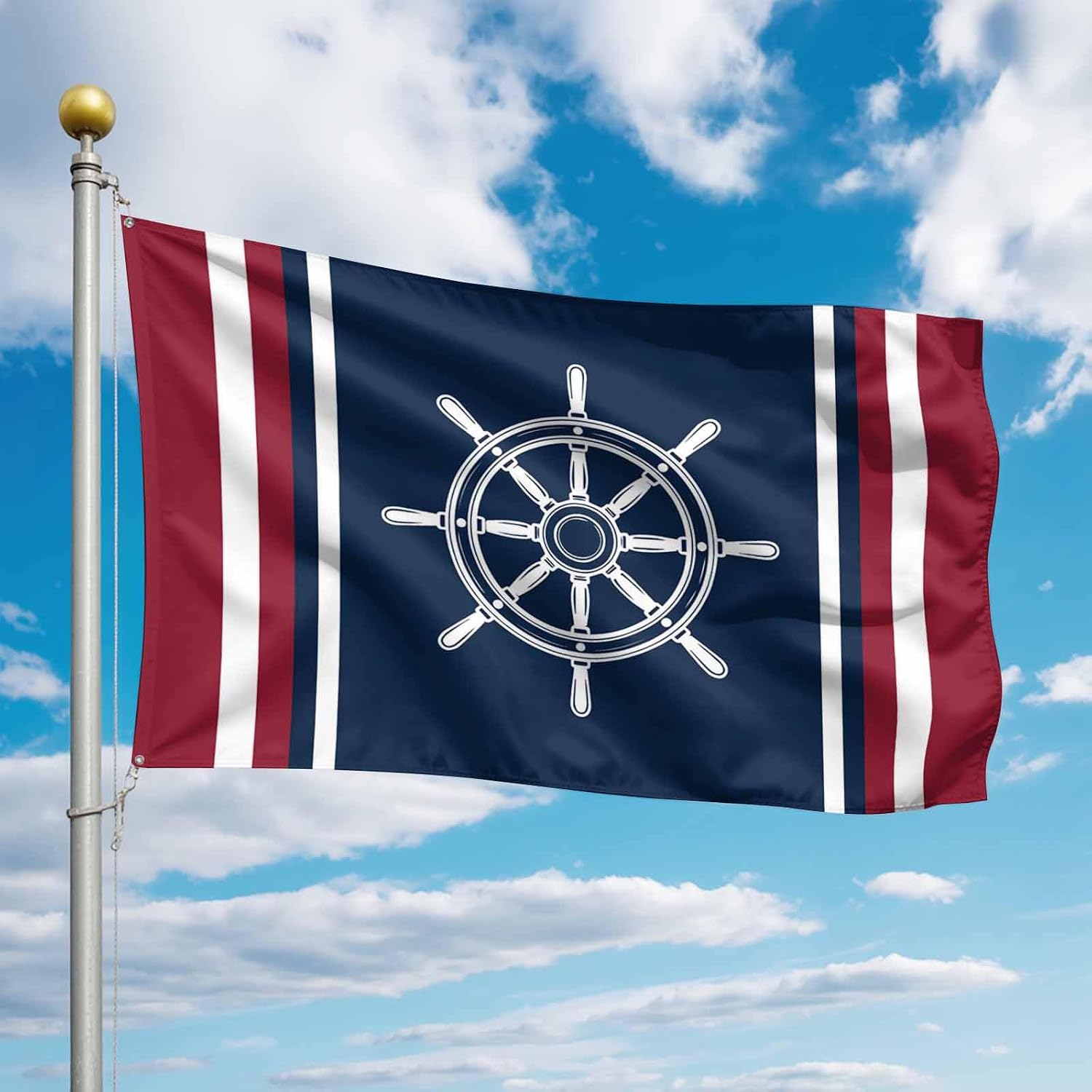 Flags for Outside 3x5 ft Nautical Coastal Outdoor Flags Double Sided Grommets House Banner Navy Blue Red Stripes Patio Yard Flag for Outdoor Flying Party Porch Garden Decorations Indoor