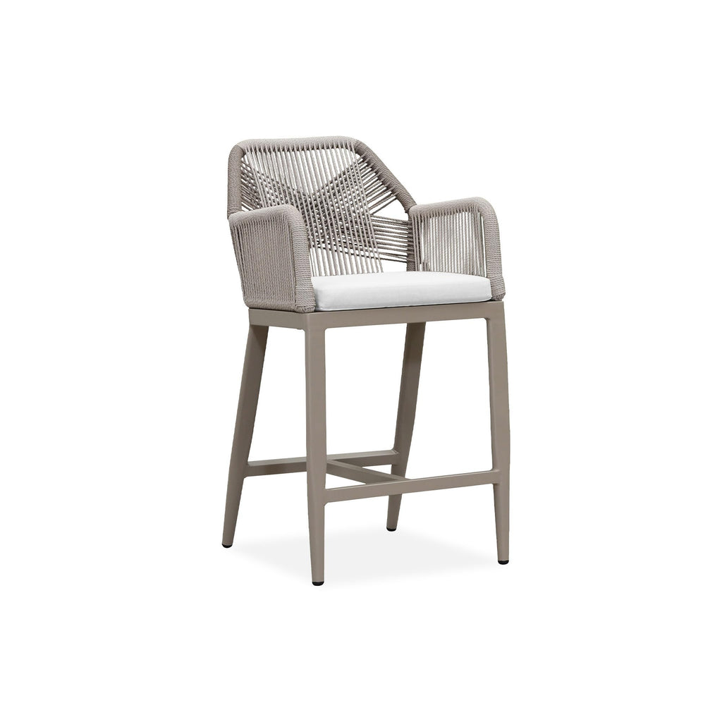 PURPLE LEAF Patio Sunbrella Counter Height Bar Stools 24" H Set of 2 Modern Rattan Bar Chairs Aluminum Stool Outdoor Wicker Barstools with Back and Cushion for Garden Kitchen Island