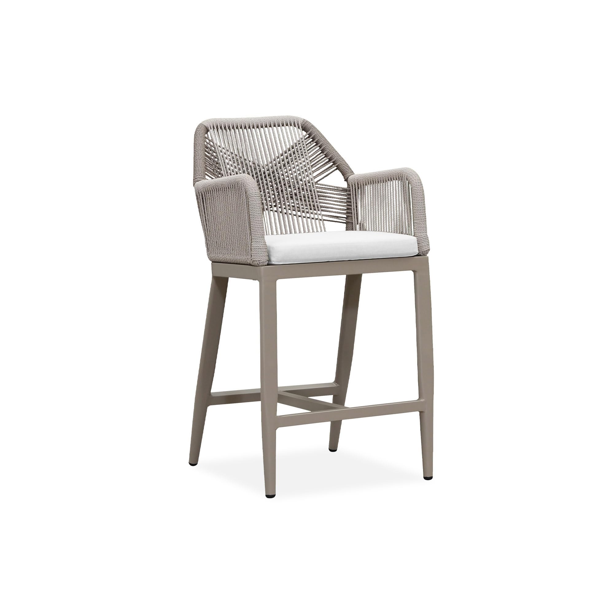 PURPLE LEAF Patio Sunbrella Counter Height Bar Stools 24" H Set of 2 Modern Rattan Bar Chairs Aluminum Stool Outdoor Wicker Barstools with Back and Cushion for Garden Kitchen Island