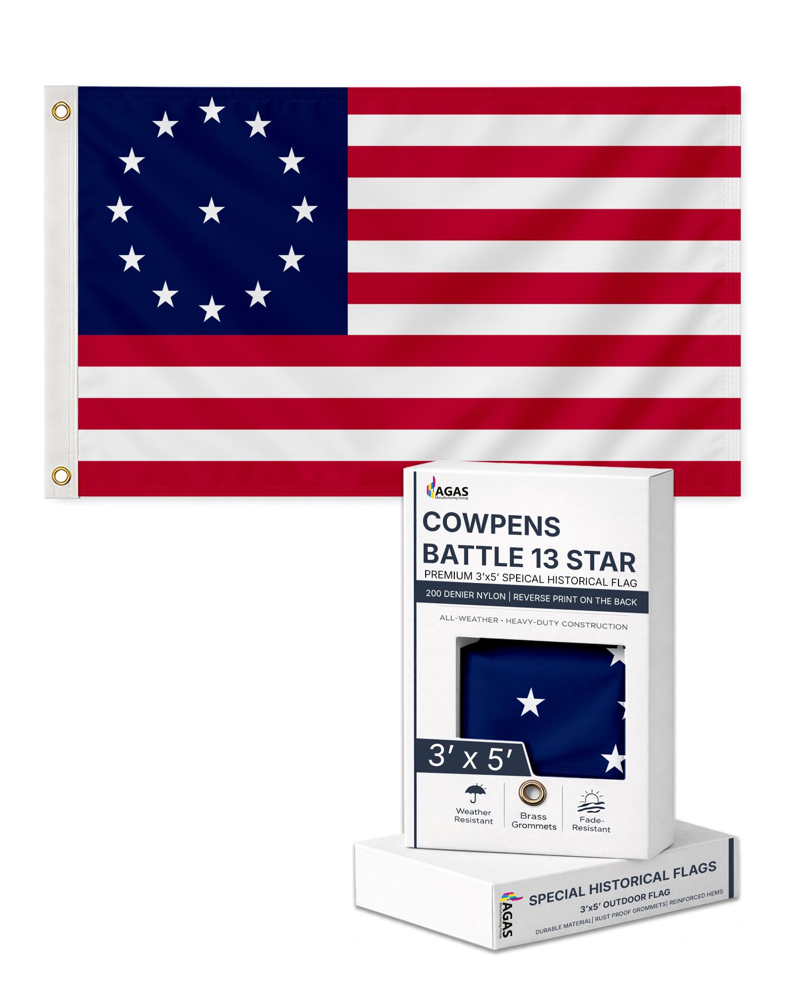 AGAS 3X5 Ft US Sons of Liberty Rebellious Stripes American Revolution History Flags - Printed 200D Nylon with Brass Grommets United States Historical Flag