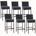 ECOTOUGE Rattan Bar Stools Set of 2, Outdoor Wicker Barstools Counter Height with Cushion for Lawn, Balcony, Garden, Black