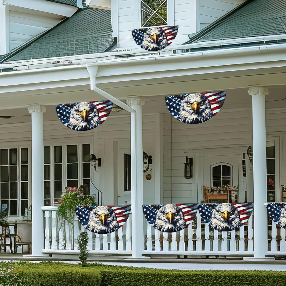FLAGWIX American Flag Patriotic Eagle American Non-Pleated Fan Flag TQN2902FL, 1.5x3 ft, 1 Pack Suitable for Outdoor and Indoor