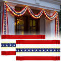 Tegeme 2 Pack 20 ft x 1.6 ft Lighted American Bunting Flag 4th of July Decor Red White Blue Patriotic Banner American Flag Lights for 250th Anniversary Independence Day Outside Yard Decor(Stripes)