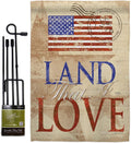 Breeze Decor Land That I Love Garden Flag Set with Stand Star and Stripes Patriotism Independence Memorial United State American House Banner Small Yard Gift Double-Sided, Made in USA