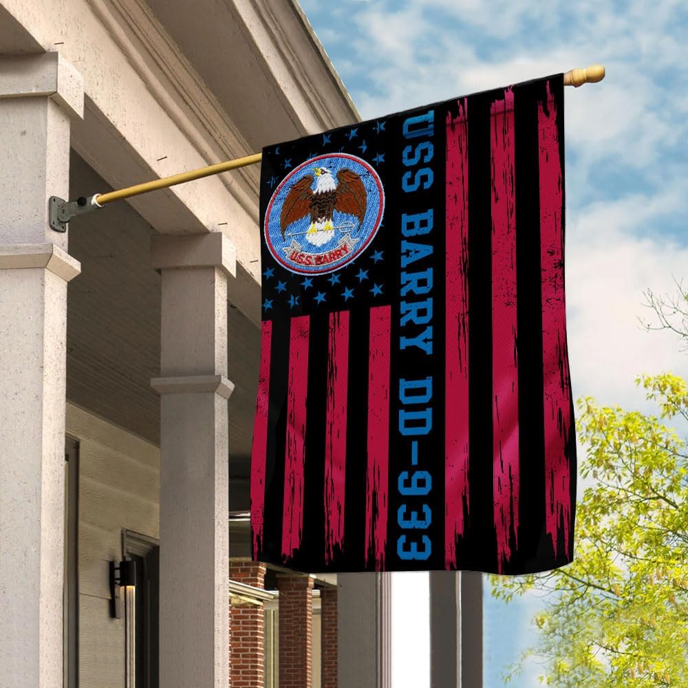 uss-Barry DD 933 Destroyer flag Ship House Flag Garden Flag For Veteran's Day, Double Sided-USA Flags Premium Polyester-Decorative Indoor Outdoor Flag