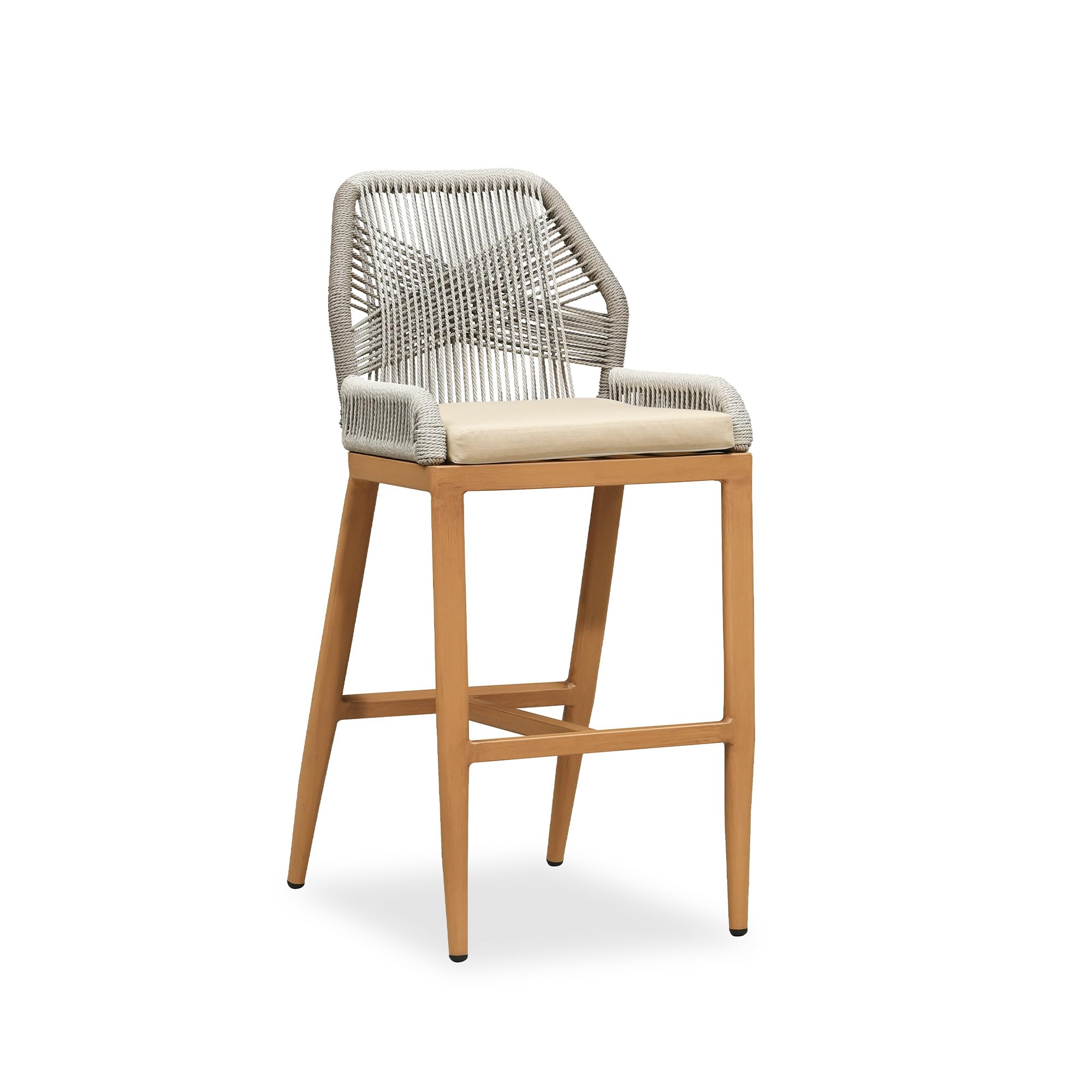 PURPLE LEAF Patio Counter Height Bar Stools 24" H Set of 2 Modern Rattan Bar Chairs Aluminum Stool Outdoor Wicker Barstools with Back and Cushion for Garden Kitchen Island