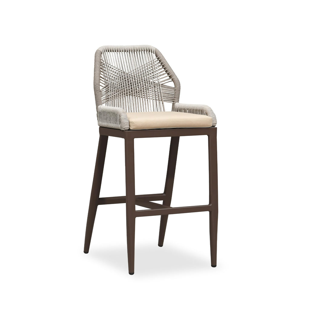 PURPLE LEAF Patio Counter Height Bar Stools 24" H Set of 2 Modern Rattan Bar Chairs Aluminum Stool Outdoor Wicker Barstools with Back and Cushion for Garden Kitchen Island