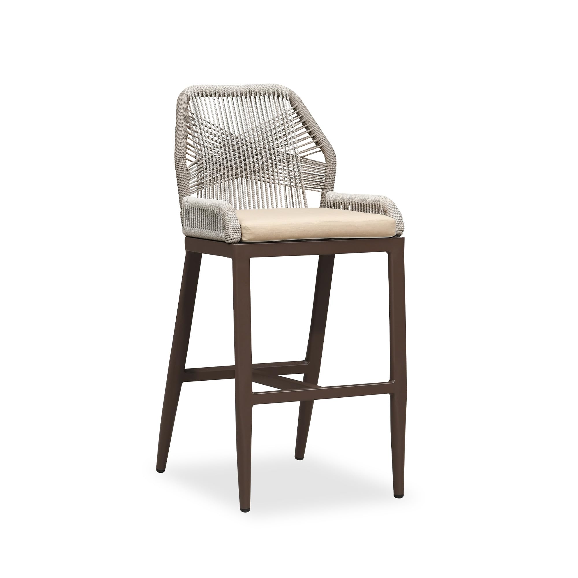 PURPLE LEAF Patio Counter Height Bar Stools 24" H Set of 2 Modern Rattan Bar Chairs Aluminum Stool Outdoor Wicker Barstools with Back and Cushion for Garden Kitchen Island