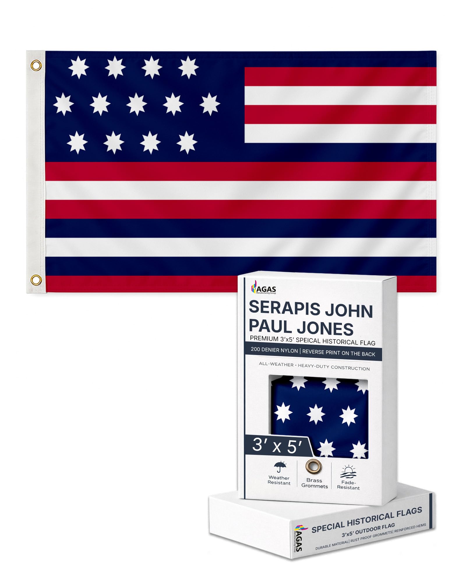 AGAS 3X5 Ft US Sons of Liberty Rebellious Stripes American Revolution History Flags - Printed 200D Nylon with Brass Grommets United States Historical Flag