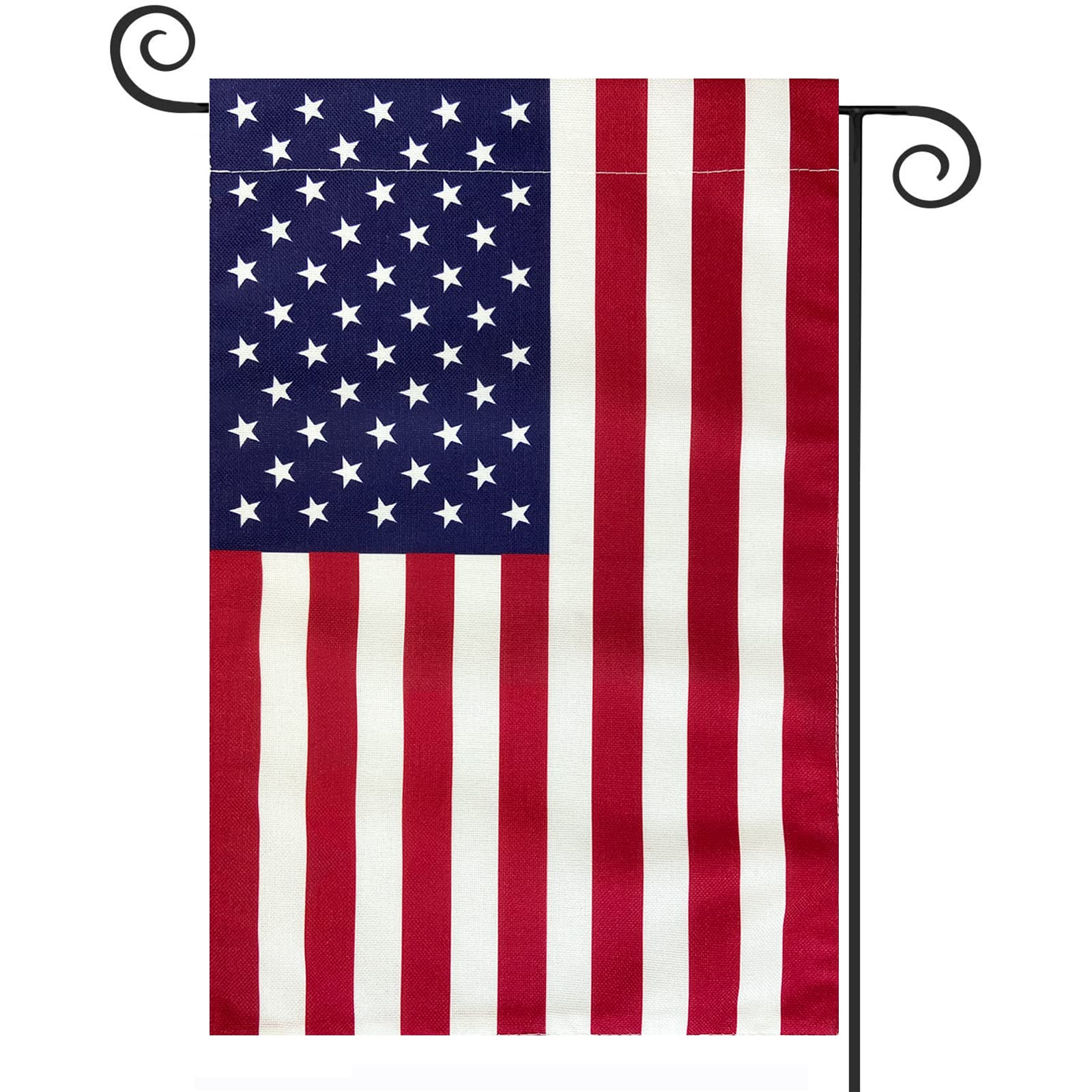 TOPFLAGS Garden Flag Stand with American Flag Garden Flag Metal Yard Flag Holder Pole Stake Small Flag Stands for Garden Flags 12 x 18 with Clips and Stopper 2 Pack