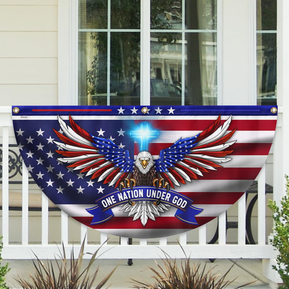 FLAGWIX American Flag Patriotic Eagle American Non-Pleated Fan Flag TQN2902FL, 1.5x3 ft, 1 Pack Suitable for Outdoor and Indoor