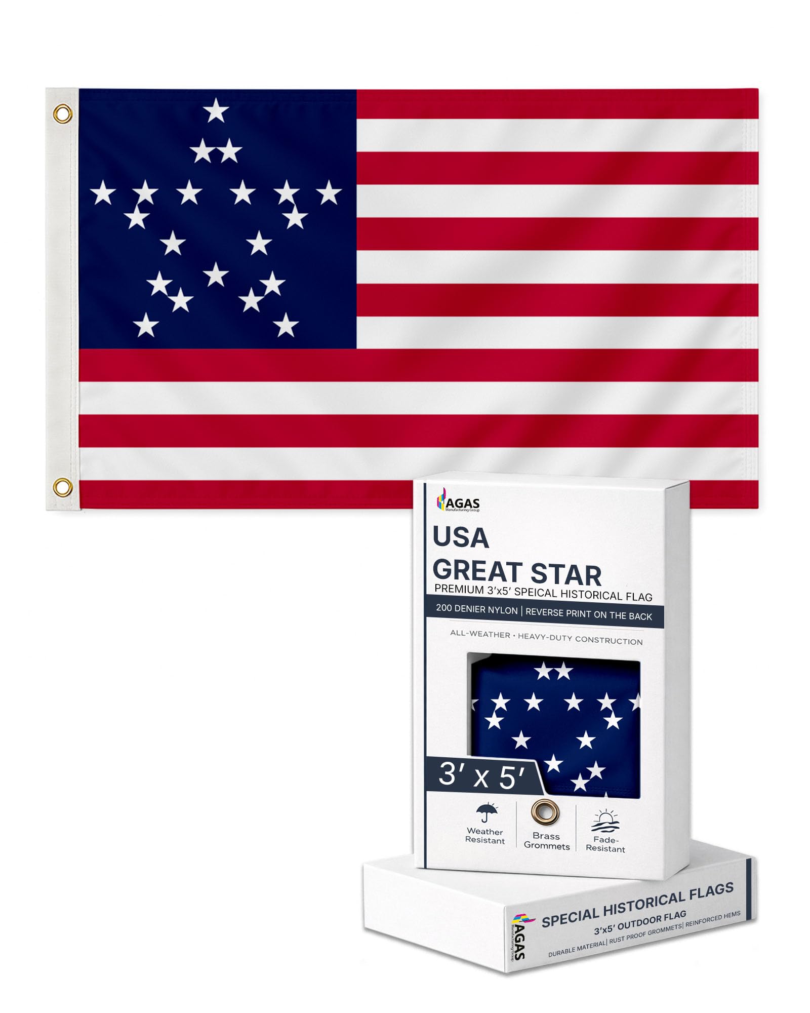 AGAS 3X5 Ft US Sons of Liberty Rebellious Stripes American Revolution History Flags - Printed 200D Nylon with Brass Grommets United States Historical Flag