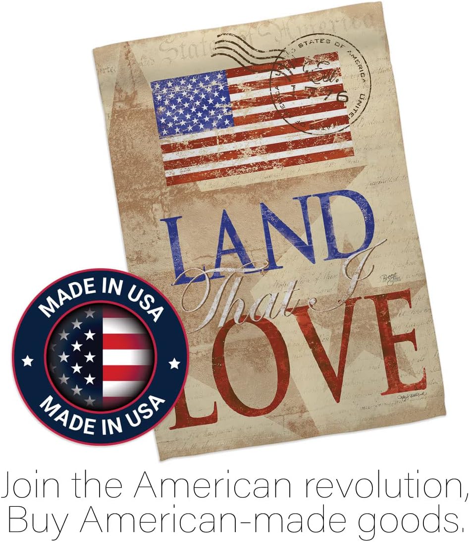 Breeze Decor Land That I Love Garden Flag Set with Stand Star and Stripes Patriotism Independence Memorial United State American House Banner Small Yard Gift Double-Sided, Made in USA