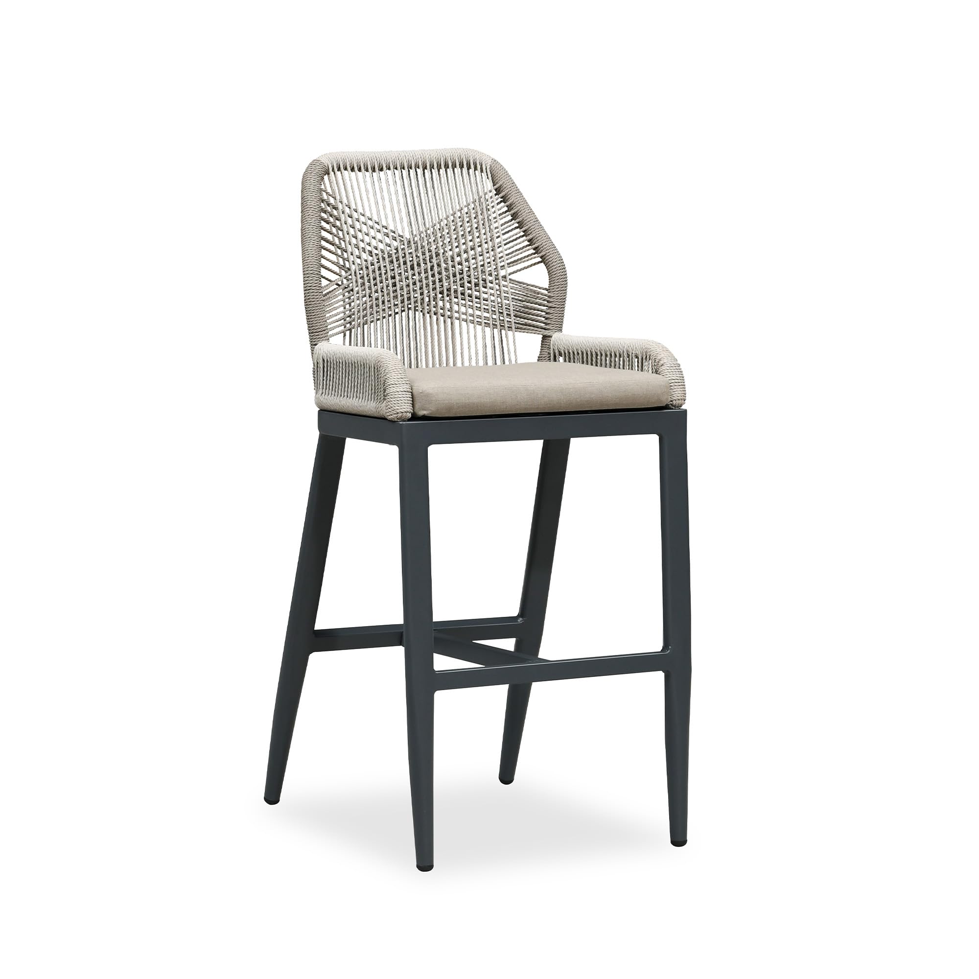 PURPLE LEAF Patio Counter Height Bar Stools 24" H Set of 2 Modern Rattan Bar Chairs Aluminum Stool Outdoor Wicker Barstools with Back and Cushion for Garden Kitchen Island