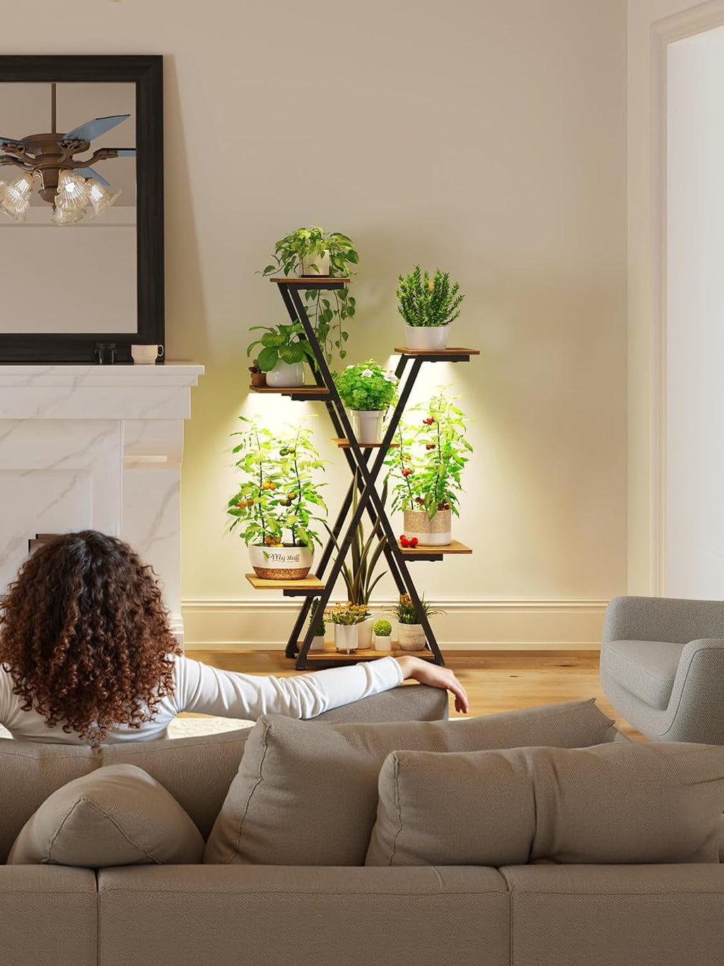 Plant Stand Indoor with Grow Lights: Large Multi-Tiered Metal Rack - Lighted Vertical Shelf with Timer for Flowers and Succulents