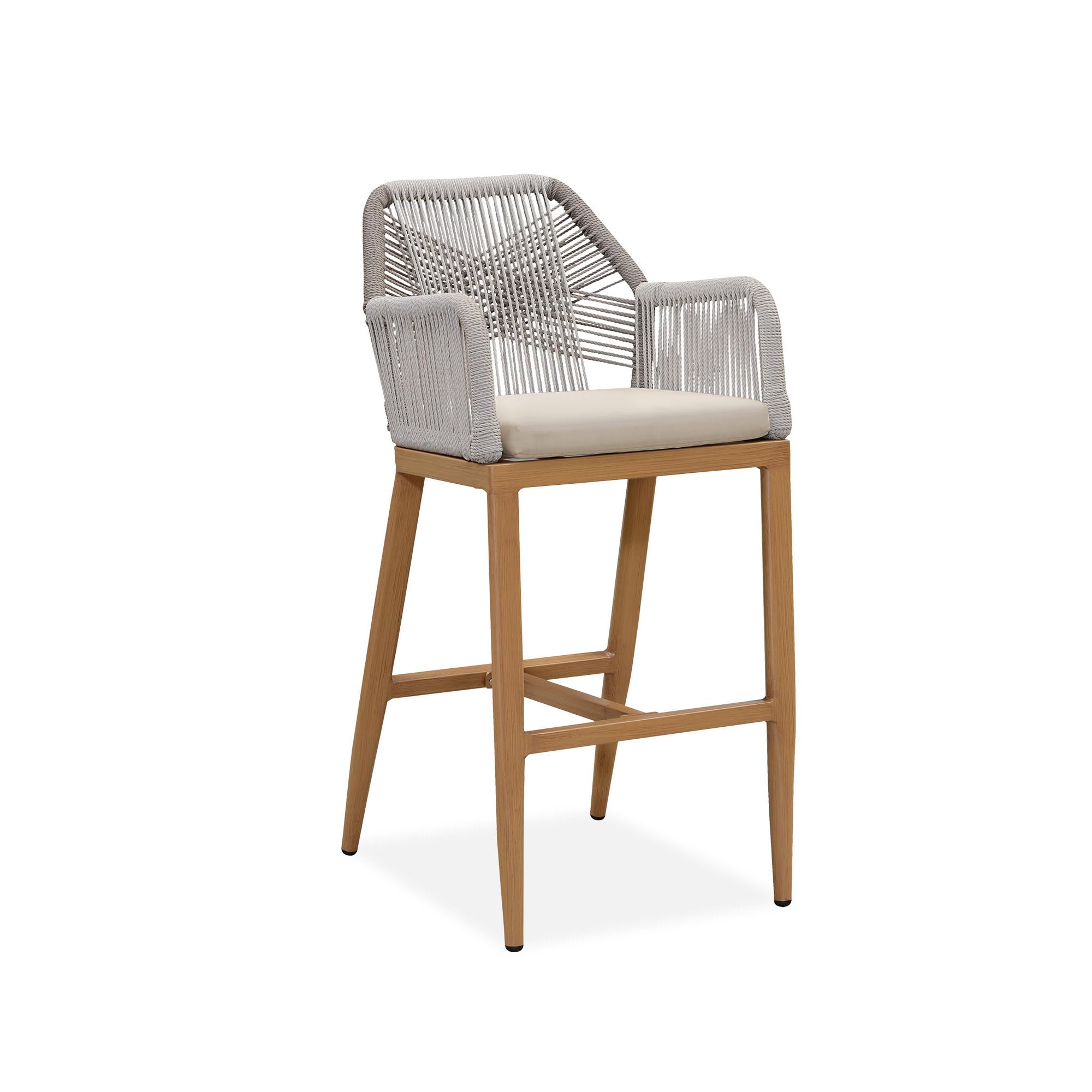 PURPLE LEAF Patio Sunbrella Counter Height Bar Stools 24" H Set of 2 Modern Rattan Bar Chairs Aluminum Stool Outdoor Wicker Barstools with Back and Cushion for Garden Kitchen Island