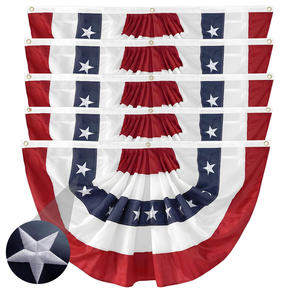 3 Pack Patriotic Red White Blue USA Bunting Banner for 4th of July & Memorial Day Outdoor Decor