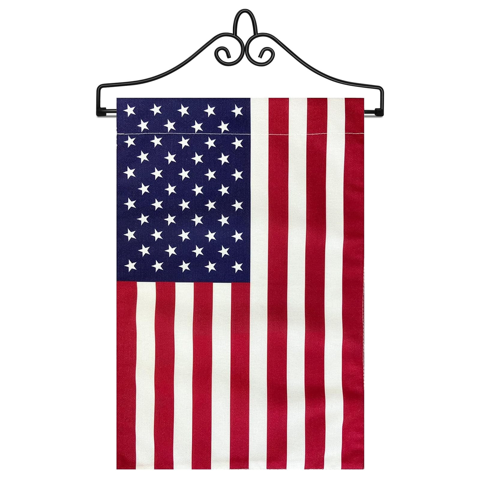 TOPFLAGS Garden Flag Stand with American Flag Garden Flag Metal Yard Flag Holder Pole Stake Small Flag Stands for Garden Flags 12 x 18 with Clips and Stopper 2 Pack