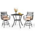 PHI VILLA 7 Piece Outdoor Bar Set, Counter Height Patio Bar Furniture Rectangle Dining Table and 6 Swivel Bar Stools Chairs with Brown Textilene Fabric for Garden,Yard and Deck