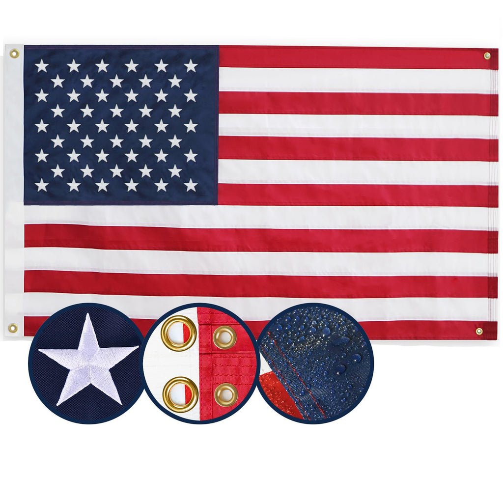 American Flag 4x6 Ft, Multipurpose Heavy Duty US Flag, 4 Brass Grommets, Embroidered Stars, Sewn Stripes, Outdoor Standard USA Flag, Bedroom, Room, Indoor Hanging American Flag For Wall