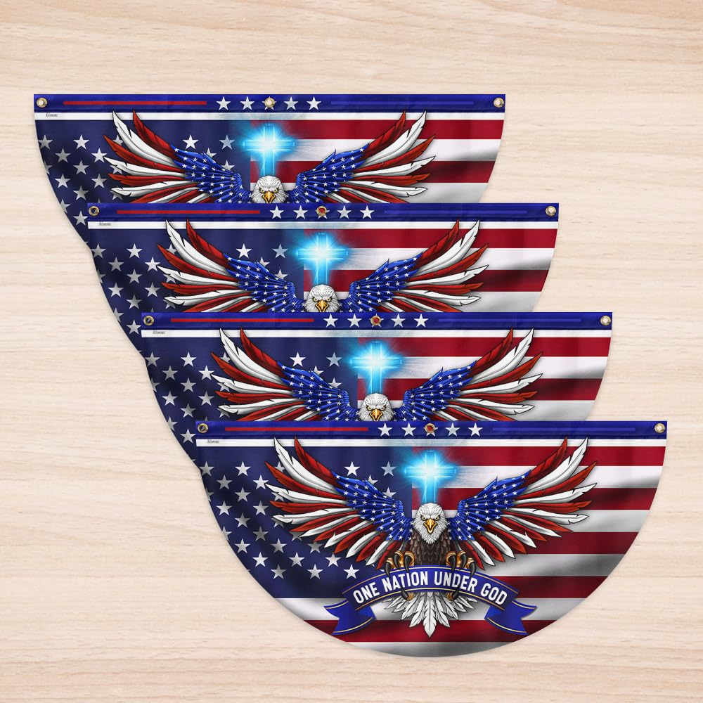 FLAGWIX American Flag Patriotic Eagle American Non-Pleated Fan Flag TQN2902FL, 1.5x3 ft, 1 Pack Suitable for Outdoor and Indoor