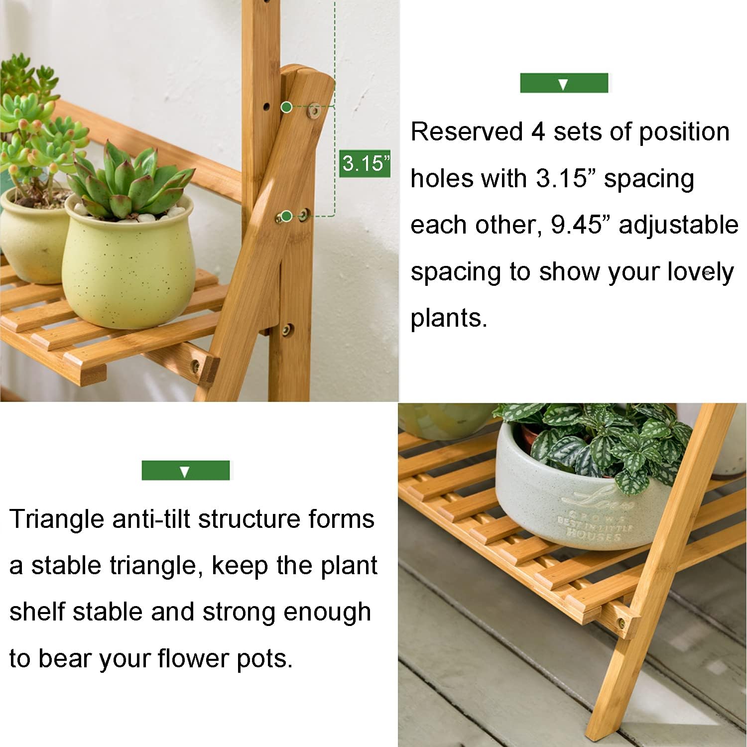 Hanging Plant Stand Foldable Plants Shelves Holder Bamboo Flower Pot Organizer Storage Rack Plant Display Shelf
