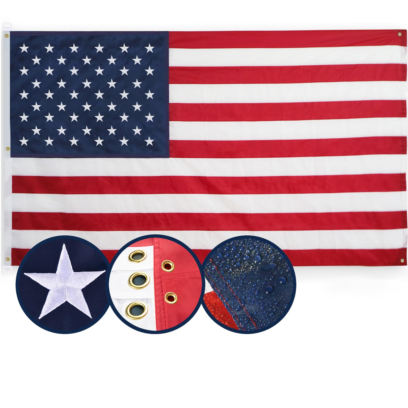 American Flag 4x6 Ft, Multipurpose Heavy Duty US Flag, 4 Brass Grommets, Embroidered Stars, Sewn Stripes, Outdoor Standard USA Flag, Bedroom, Room, Indoor Hanging American Flag For Wall
